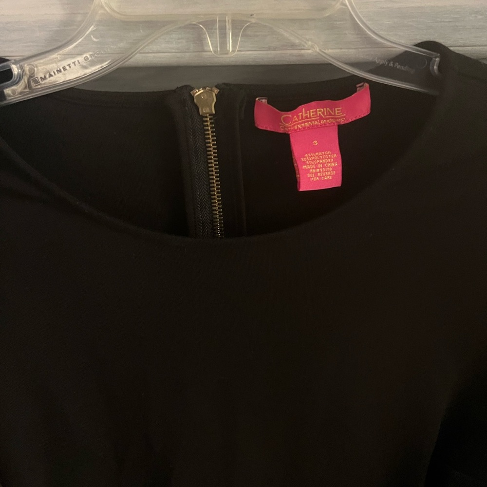 Catherine Malandrino Black Pleated Peplum Career Top - Picture 3 of 4
